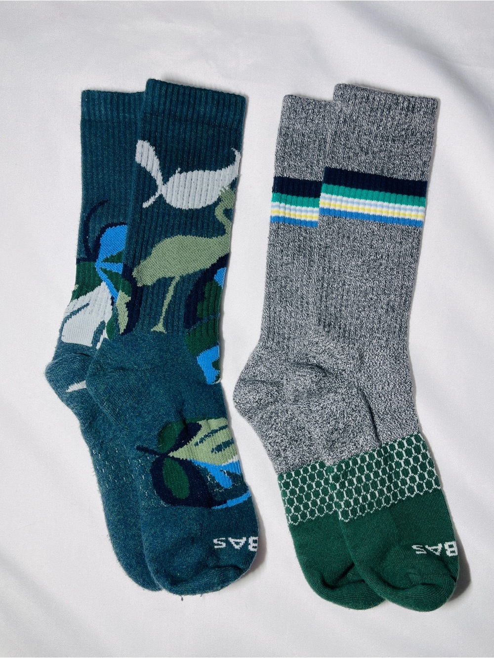 Bombas Mixed Crew Socks in Teal, Green, Gray & Blue